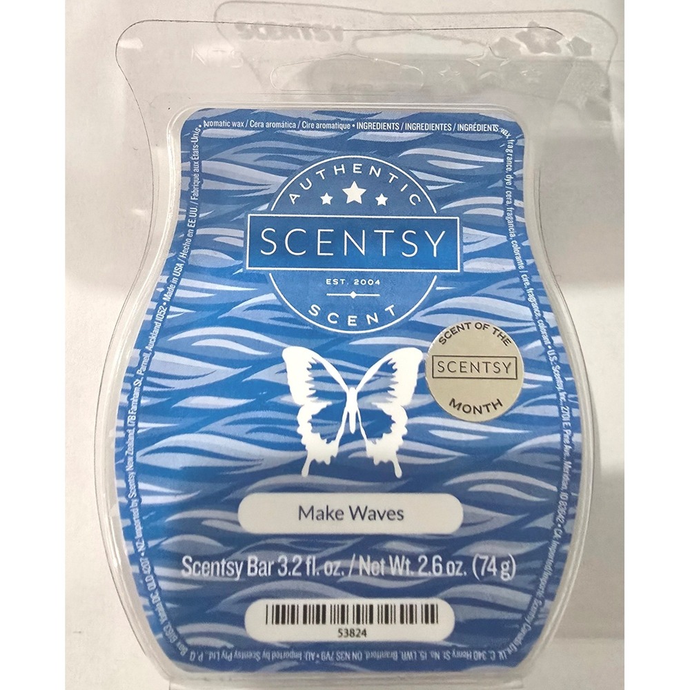 Scentsy Bar Make Waves Wax Melt 3.2 oz Scent of‎ the Month Home Fragrance Blue